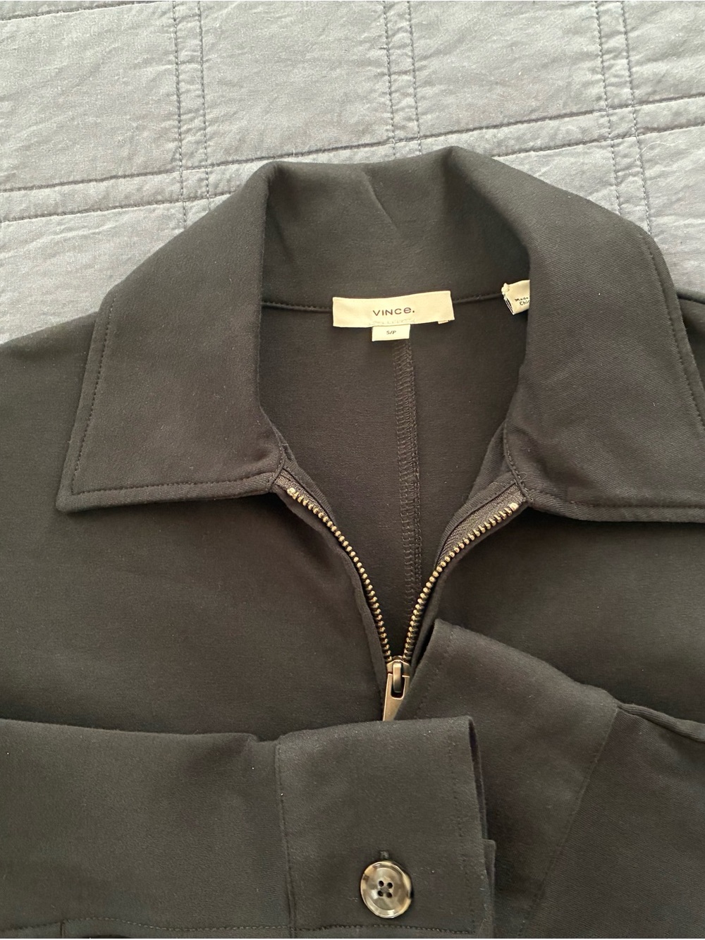 Vince Black Zip-Up Collared Jacket